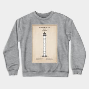 St. Martin Island Light Lighthouse - Michigan - SBD Crewneck Sweatshirt